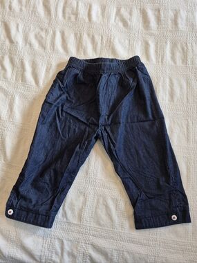 Le Top girls size 5 capri pull on elastic waist blue chambray pants VGUC